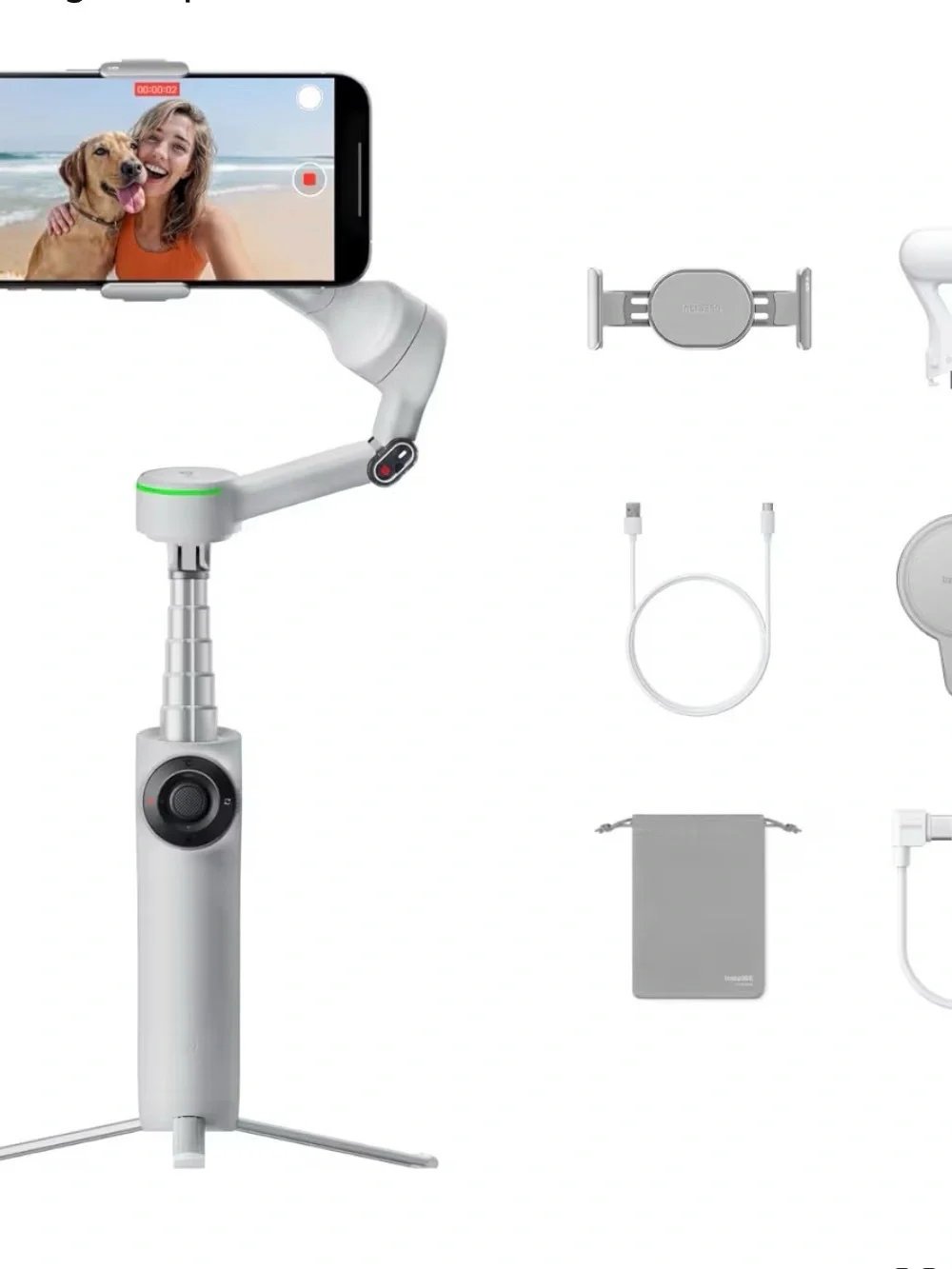 Insta360 flow pro 2 creator Smartphone Gimbal Stabilizer Handheld Mount - White